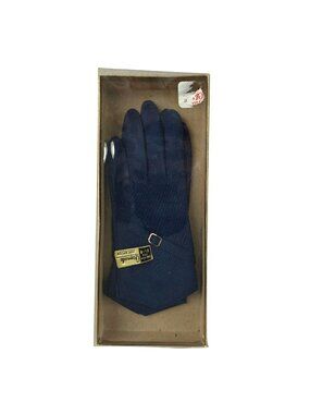 Vintage Gaymode Womens Navy Nylon Gloves 6.5-8 Adjustable Strap New In Box